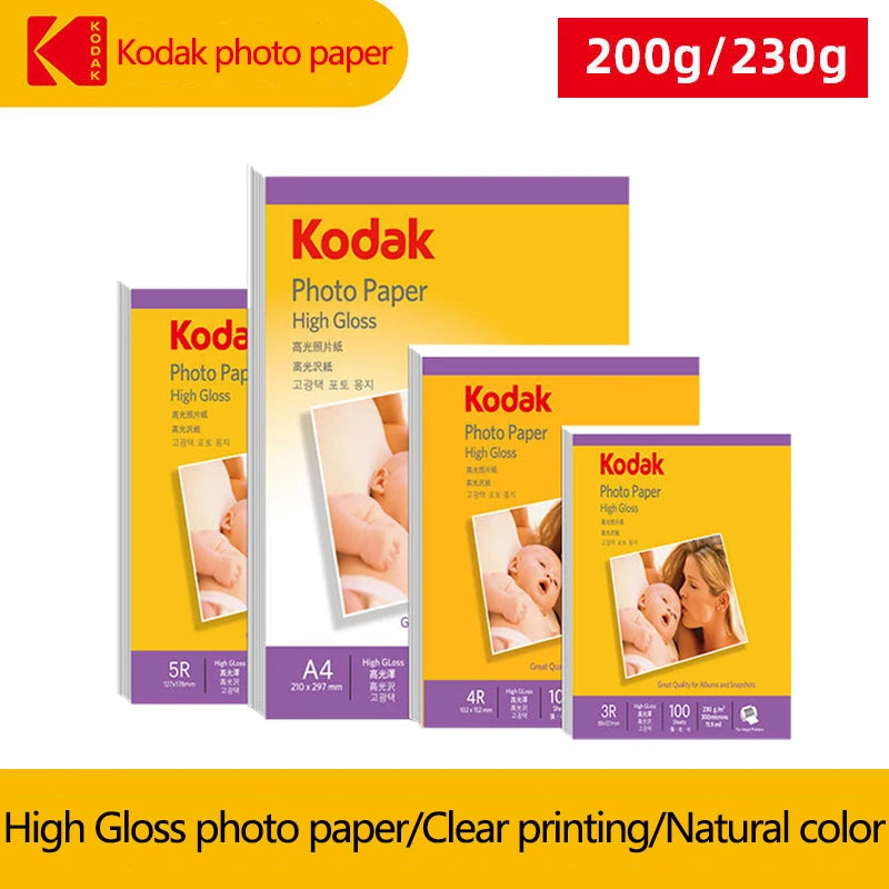Original Kodak Photo Paper 5-6-7-inch A4 Photo Paper High Gloss Photo Paper Color Inkjet Printing Photo Album Paper Photo Paper