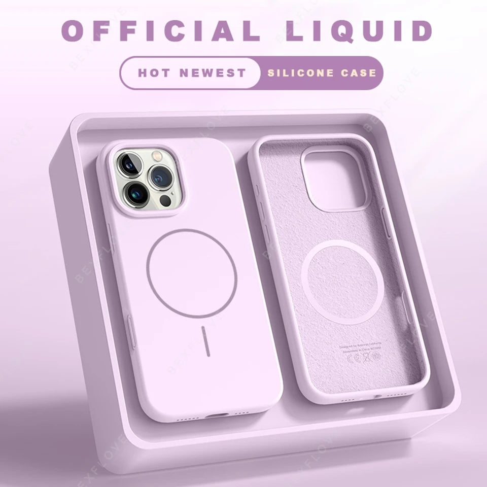 Magnetic Phone Case For iPhone 15 14 16 Plus 11 12 13 16 Pro Max Silicone Official Lanyard Magsafe Strap Protector Soft Cover