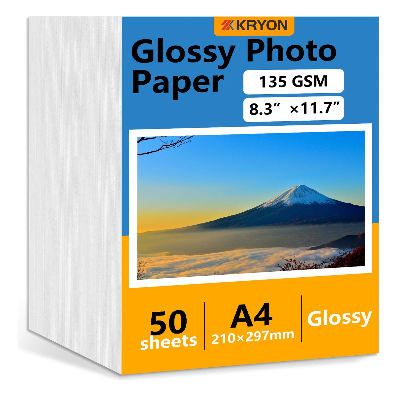 50 Sheets A4 Glossy Adhesive Photo Paper 8.3x11.7" Premium Inkjet Printer Paper for Photos Calendars Brochures Cards
