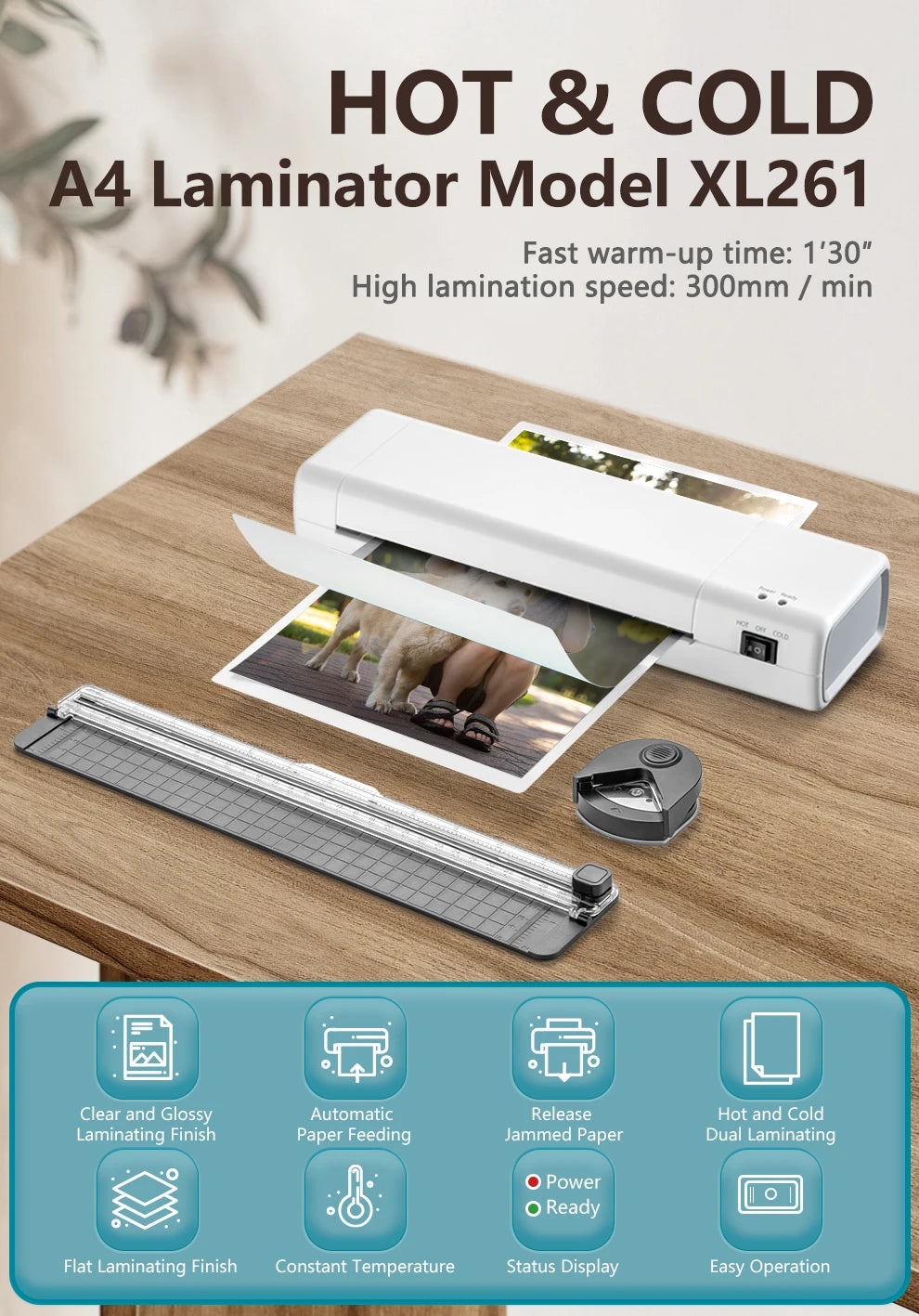 Laminating machine 9 inch laminating machine A4 A3 laminating machine 90 seconds fast preheating hot and cold laminating machine