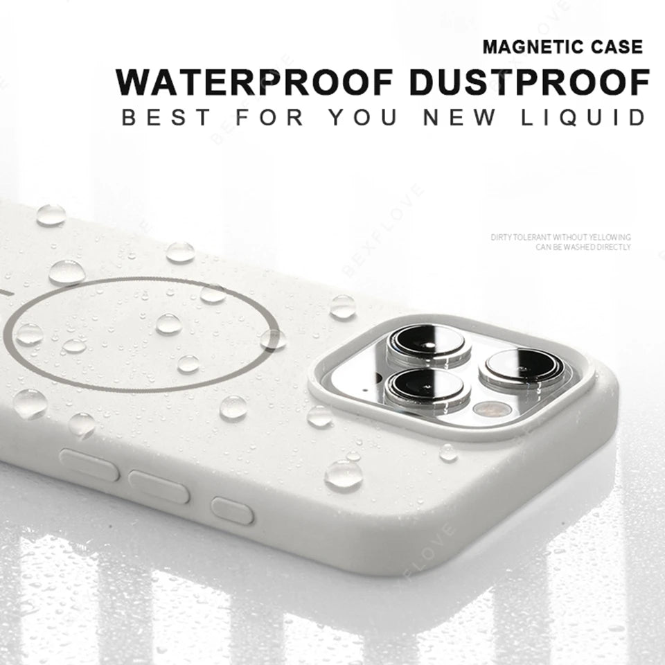 Magnetic Phone Case For iPhone 15 14 16 Plus 11 12 13 16 Pro Max Silicone Official Lanyard Magsafe Strap Protector Soft Cover