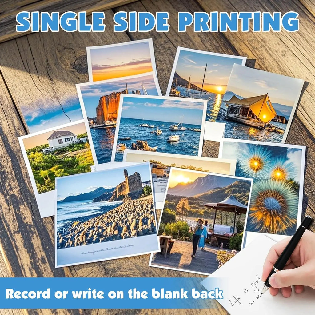 50 Sheets A4 Glossy Adhesive Photo Paper 8.3x11.7" Premium Inkjet Printer Paper for Photos Calendars Brochures Cards