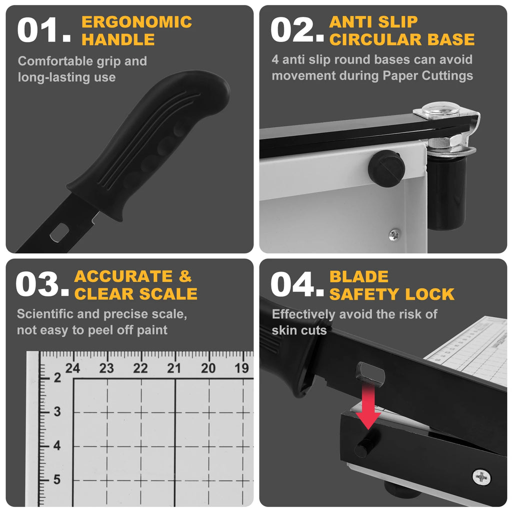 Paper Cutter A4 for Office and Crafts Heavy Duty 8/10/12-Sheet Capacity Trimmer Versatile Paper Slicer for Cardstock Photo Vinyl