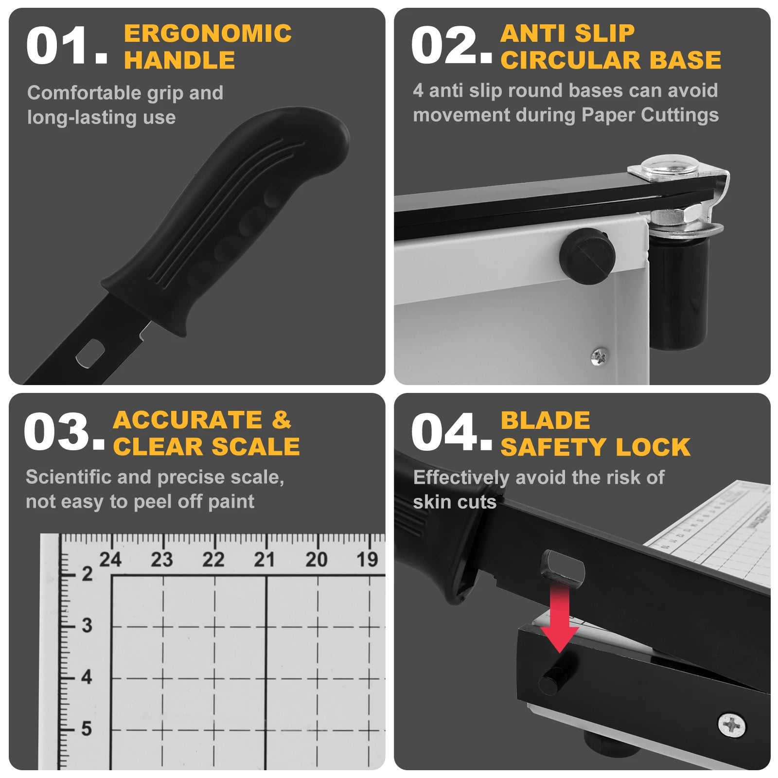 Paper Cutter A4 for Office and Crafts Heavy Duty 8/10/12-Sheet Capacity Trimmer Versatile Paper Slicer for Cardstock Photo Vinyl