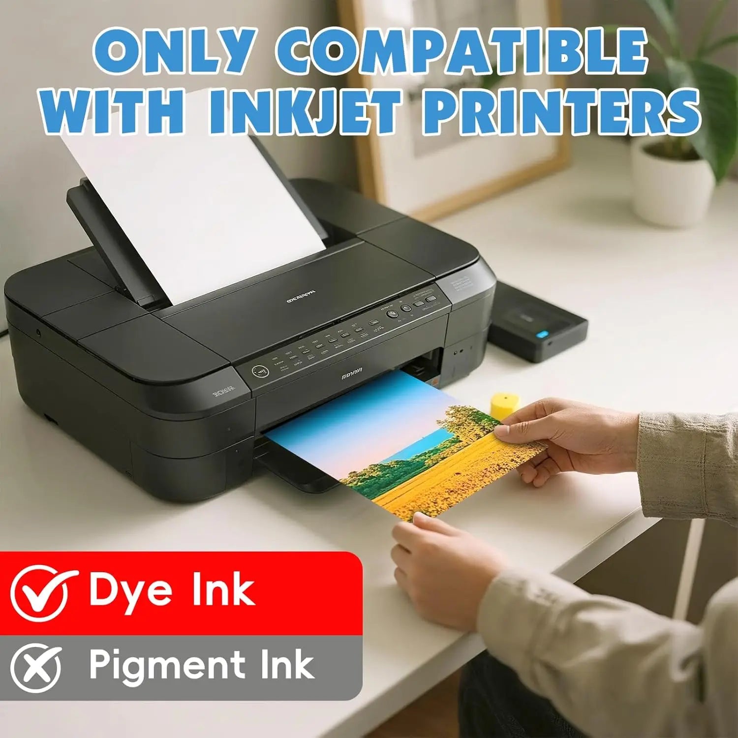 50 Sheets A4 Glossy Adhesive Photo Paper 8.3x11.7" Premium Inkjet Printer Paper for Photos Calendars Brochures Cards